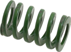 Dayton Lamina - 5/8" Hole Diam, 11/32" Rod Diam, 1" Free Length, Green Die Spring - 18 Lb Max Deflection, 0.39" Max Deflection, Light Duty, Chromium Vanadium Steel - USA Tool & Supply