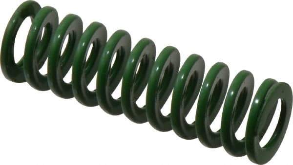 Dayton Lamina - 5/8" Hole Diam, 11/32" Rod Diam, 2" Free Length, Green Die Spring - 9.3 Lb Max Deflection, 0.8" Max Deflection, Light Duty, Chromium Vanadium Steel - USA Tool & Supply