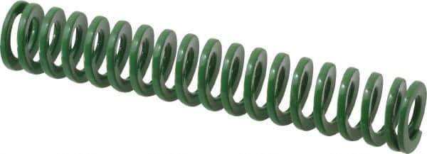 Dayton Lamina - 5/8" Hole Diam, 11/32" Rod Diam, 3-1/2" Free Length, Green Die Spring - 5.3 Lb Max Deflection, 1.4" Max Deflection, Light Duty, Chromium Vanadium Steel - USA Tool & Supply