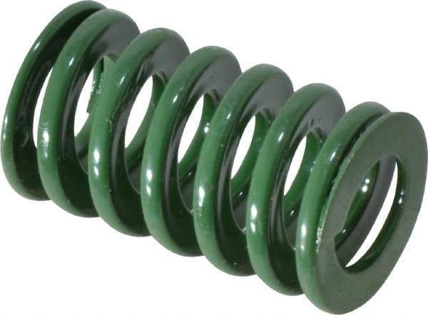 Dayton Lamina - 3/4" Hole Diam, 3/8" Rod Diam, 1-1/4" Free Length, Green Die Spring - 24.4 Lb Max Deflection, 0.5" Max Deflection, Light Duty, Chromium Vanadium Steel - USA Tool & Supply