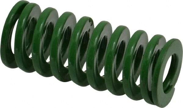 Dayton Lamina - 3/4" Hole Diam, 3/8" Rod Diam, 1-3/4" Free Length, Green Die Spring - 16.2 Lb Max Deflection, 0.69" Max Deflection, Light Duty, Chromium Vanadium Steel - USA Tool & Supply