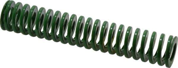 Dayton Lamina - 3/4" Hole Diam, 3/8" Rod Diam, 4" Free Length, Green Die Spring - 6.8 Lb Max Deflection, 1.61" Max Deflection, Light Duty, Chromium Vanadium Steel - USA Tool & Supply