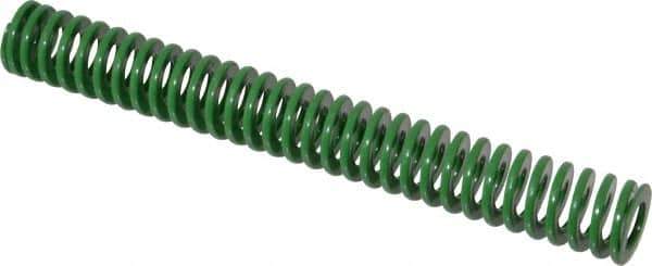 Dayton Lamina - 3/4" Hole Diam, 3/8" Rod Diam, 6" Free Length, Green Die Spring - 4.5 Lb Max Deflection, 2.39" Max Deflection, Light Duty, Chromium Vanadium Steel - USA Tool & Supply