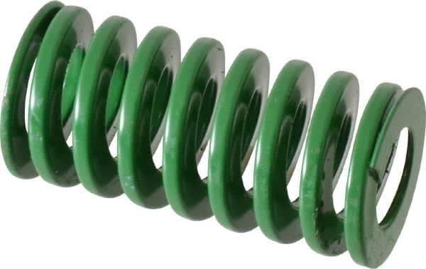 Dayton Lamina - 1" Hole Diam, 1/2" Rod Diam, 2" Free Length, Green Die Spring - 26.5 Lb Max Deflection, 0.8" Max Deflection, Light Duty, Chromium Vanadium Steel - USA Tool & Supply