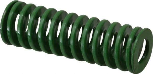 Dayton Lamina - 1" Hole Diam, 1/2" Rod Diam, 3" Free Length, Green Die Spring - 16.8 Lb Max Deflection, 1.2" Max Deflection, Light Duty, Chromium Vanadium Steel - USA Tool & Supply