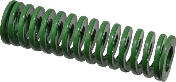 Dayton Lamina - 1" Hole Diam, 1/2" Rod Diam, 3-1/2" Free Length, Green Die Spring - 14.1 Lb Max Deflection, 1.4" Max Deflection, Light Duty, Chromium Vanadium Steel - USA Tool & Supply