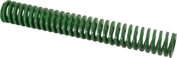 Dayton Lamina - 1" Hole Diam, 1/2" Rod Diam, 7" Free Length, Green Die Spring - 6.9 Lb Max Deflection, 2.8" Max Deflection, Light Duty, Chromium Vanadium Steel - USA Tool & Supply