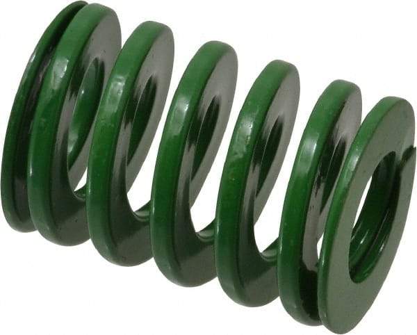 Dayton Lamina - 1-1/4" Hole Diam, 5/8" Rod Diam, 1-3/4" Free Length, Green Die Spring - 47.5 Lb Max Deflection, 0.69" Max Deflection, Light Duty, Chromium Vanadium Steel - USA Tool & Supply