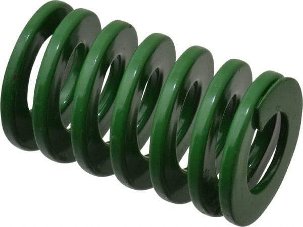 Dayton Lamina - 1-1/4" Hole Diam, 5/8" Rod Diam, 2" Free Length, Green Die Spring - 40.7 Lb Max Deflection, 0.8" Max Deflection, Light Duty, Chromium Vanadium Steel - USA Tool & Supply