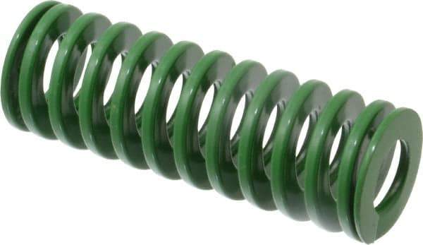 Dayton Lamina - 1-1/4" Hole Diam, 5/8" Rod Diam, 3-1/2" Free Length, Green Die Spring - 22.2 Lb Max Deflection, 1.4" Max Deflection, Light Duty, Chromium Vanadium Steel - USA Tool & Supply