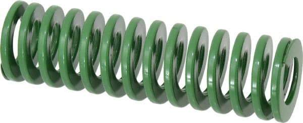 Dayton Lamina - 1-1/2" Hole Diam, 3/4" Rod Diam, 5" Free Length, Green Die Spring - 21.6 Lb Max Deflection, 2" Max Deflection, Light Duty, Chromium Vanadium Steel - USA Tool & Supply