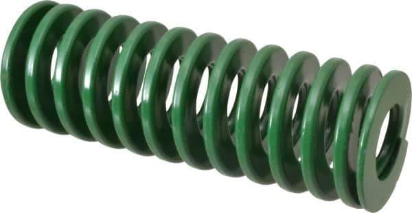 Dayton Lamina - 2" Hole Diam, 1" Rod Diam, 5-1/2" Free Length, Green Die Spring - 36 Lb Max Deflection, 2.2" Max Deflection, Light Duty, Chromium Vanadium Steel - USA Tool & Supply