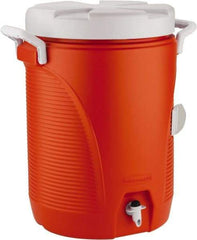 Rubbermaid - 5 Gal Beverage Cooler - Plastic, Orange/White - USA Tool & Supply