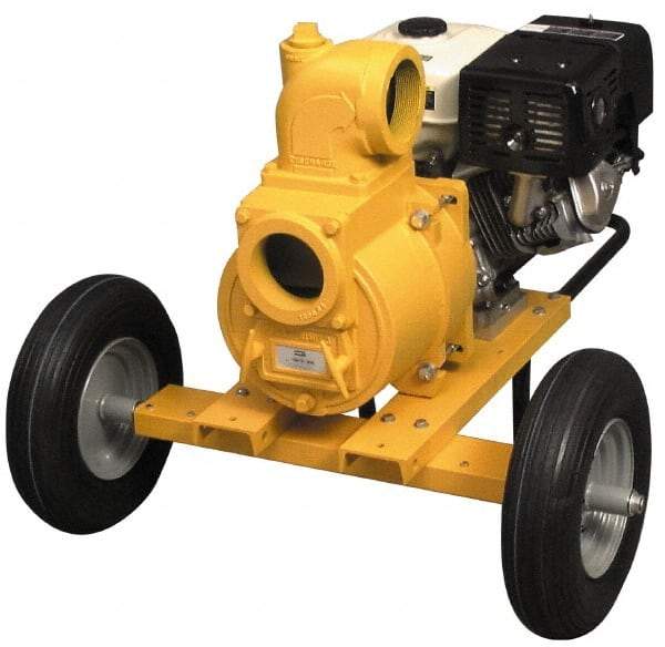 American Machine & Tool - 13.0 HP, 3,600 RPM, 4 Port Size, 2 Solids Handling, Honda OHV, Self Priming Engine Pump - Aluminum, 6.9 Quart Tank Size, Buna-N and Silicon Carbide Shaft Seal, Stainless Steel Shaft Sleeve - USA Tool & Supply