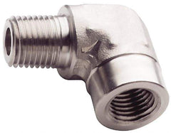 Made in USA - 1-1/2" Grade 316 Stainless Steel Pipe 90° Street Elbow - MNPT x FNPT End Connections, 3,000 psi - USA Tool & Supply