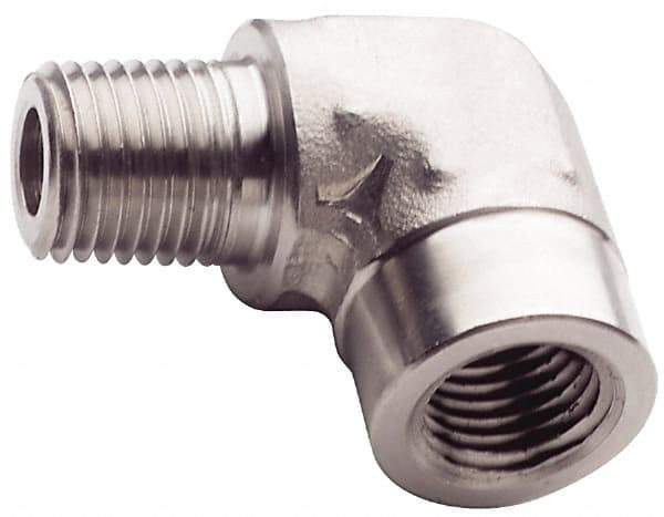 Made in USA - 1-1/4" Grade 316 Stainless Steel Pipe 90° Street Elbow - MNPT x FNPT End Connections, 3,000 psi - USA Tool & Supply