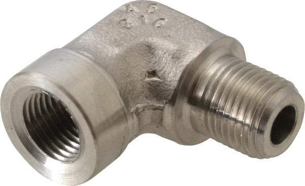 Made in USA - 1/8" Grade 316 Stainless Steel Pipe Fitting - FNPTF x MNPTF End Connections - USA Tool & Supply