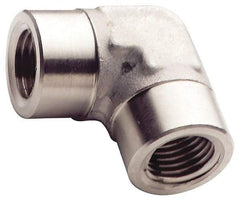 Made in USA - 3/8" Grade 316 Stainless Steel Pipe 90° Female Elbow - FNPTF x FNPTF End Connections - USA Tool & Supply
