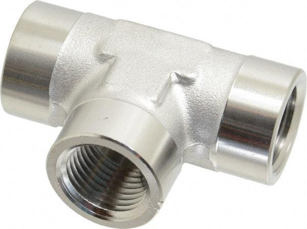 Made in USA - 1-1/4" Grade 316 Stainless Steel Pipe Tee - FNPT End Connections, 1,500 psi - USA Tool & Supply