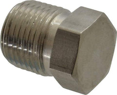 Made in USA - 3/8" Grade 316 Stainless Steel Pipe Hex Head Plug - MNPTF End Connections - USA Tool & Supply