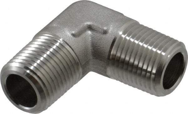 Made in USA - 1-1/2" Grade 316 Stainless Steel Pipe 90° Male Elbow - MNPT End Connections, 2,500 psi - USA Tool & Supply