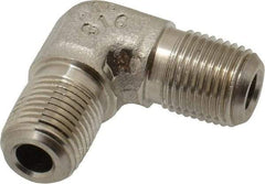 Made in USA - 1/8" Grade 316 Stainless Steel Pipe 90° Male Elbow - MNPTF x MNPTF End Connections - USA Tool & Supply