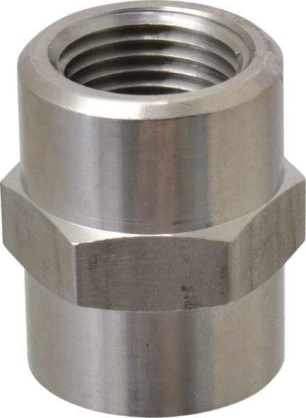 Made in USA - 1-1/4" Grade 316 Stainless Steel Pipe Hex Coupling - FNPT End Connections, 3,000 psi - USA Tool & Supply
