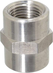 Made in USA - 3/8" Grade 316 Stainless Steel Pipe Hex Coupling - FNPTF x FNPTF End Connections - USA Tool & Supply