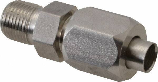 Made in USA - 1" Tube OD, 37° Stainless Steel Flared Tube Male Connector - 1-1/4-11-1/2 NPTF, Flare x MNPTF Ends - USA Tool & Supply