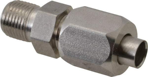 Made in USA - 1" Tube OD, 37° Stainless Steel Flared Tube Male Connector - 3/4-14 NPTF, Flare x MNPTF Ends - USA Tool & Supply