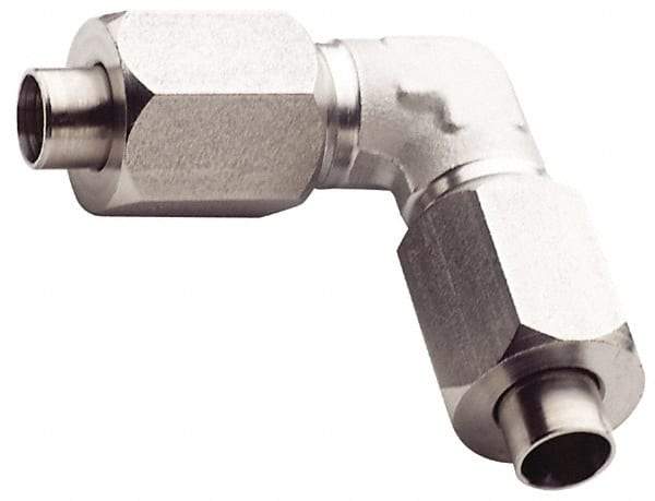 Made in USA - 1-1/2" Tube OD, 37° Stainless Steel Flared Tube Union Elbow - 1-7/8-12 UNF, Flare x Flare Ends - USA Tool & Supply