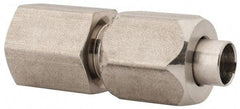 Made in USA - 5/8" Tube OD, 37° Stainless Steel Flared Tube Female Connector - 3/4-14 NPTF, Flare x FIP Ends - USA Tool & Supply
