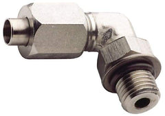 Made in USA - 3/8" Tube OD, 37° Stainless Steel Flared Tube Male Elbow - 9/16-18 UNF, Flared to Male SAE O-Ring, 90° Ends - USA Tool & Supply