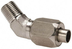 Made in USA - 5/8" Tube OD, 37° Stainless Steel Flared Tube Male 45° Elbow - 1/2-14 NPTF, Flare x MNPTF Ends - USA Tool & Supply