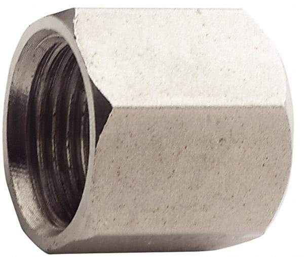 Made in USA - 2" Tube OD, 37° Stainless Steel Flared Tube Nut - 2-1/2-12 UNF, Flare Ends - USA Tool & Supply