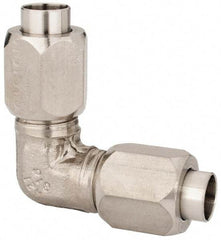 Made in USA - 3/8" Tube OD, 37° Stainless Steel Flared Tube Union Elbow - Flare x Flare Ends - USA Tool & Supply