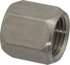 Made in USA - 3/8" Tube OD, 37° Stainless Steel Flared Tube Nut - 9/16-18 UNF, Flare Ends - USA Tool & Supply