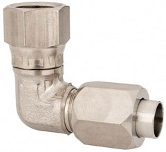 Made in USA - 3/8" Tube OD, 37° Stainless Steel Flared Tube Male Elbow - 9/16-18 UNF, Flared to Female JIC Swivel, 90° Ends - USA Tool & Supply