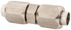 Made in USA - 3/8" Tube OD, 37° Stainless Steel Flared Tube Union - 9/16-18 UNF, Flare x Flare Ends - USA Tool & Supply