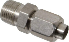Made in USA - 3/8" Tube OD, 37° Stainless Steel Flared Tube Male Connector - 3/8-18 NPTF, Flare x MNPTF Ends - USA Tool & Supply