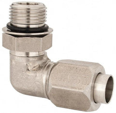 Made in USA - 1/2" Tube OD, 37° Stainless Steel Flared Tube Male Elbow - 3/4-16 UNF, Flared to Male SAE O-Ring, 90° Ends - USA Tool & Supply