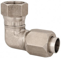 Made in USA - 1/2" Tube OD, 37° Stainless Steel Flared Tube Female Elbow - 3/4-16 UNF, Flared to Female JIC Swivel, 90° Ends - USA Tool & Supply