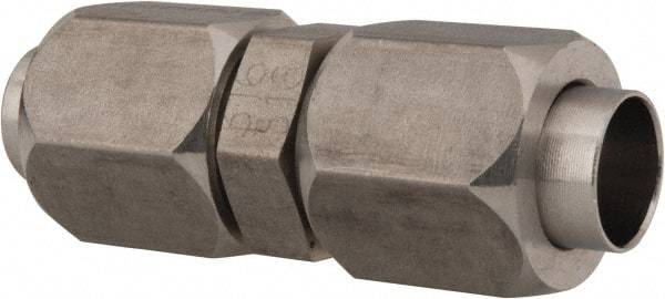 Made in USA - 1/2" Tube OD, 37° Stainless Steel Flared Tube Union - 3/4-16 UNF, Flare x Flare Ends - USA Tool & Supply