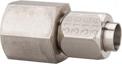 Made in USA - 1/2" Tube OD, 37° Stainless Steel Flared Tube Female Connector - 1/2-14 NPTF, Flare x FNPT Ends - USA Tool & Supply