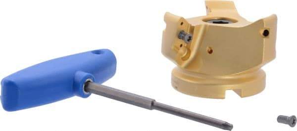 Iscar - 3 Inserts, 3" Cut Diam, 1" Arbor Diam, 0.807" Max Depth of Cut, Indexable Square-Shoulder Face Mill - 0/90° Lead Angle, 2" High, HM90 APCR 2206.. Insert Compatibility, Through Coolant, Series Helialu - USA Tool & Supply