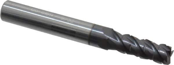 ProMax - 9/32" Diam, 3/4" LOC, 4 Flute Solid Carbide Roughing & Finishing Corner Radius End Mill - AlTiN Finish, 2-1/2" OAL, 5/16" Shank Diam, Straight Shank, 40° Helix, Centercutting, Regular Length - USA Tool & Supply