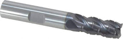 ProMax - 3/8" Diam, 7/8" LOC, 4 Flute Solid Carbide Roughing & Finishing Corner Radius End Mill - AlTiN Finish, 2-1/2" OAL, 3/8" Shank Diam, Weldon Shank, 40° Helix, Centercutting, Regular Length - USA Tool & Supply