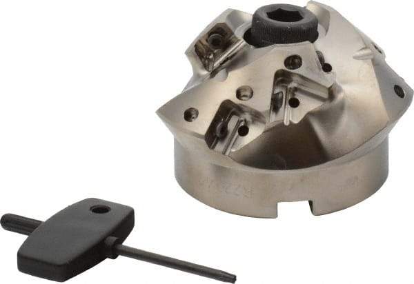 Seco - 3.126" Cut Diam, 1" Arbor Hole, 0.866" Max Depth of Cut, 45° Indexable Chamfer & Angle Face Mill - 9 Inserts, XO.. 1204 Insert, Right Hand Cut, 3 Flutes, Through Coolant, Series R220.49 - USA Tool & Supply