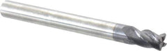 RobbJack - 1/4" Diam, Fine Pitch, 3/8" LOC, 4 Flute Solid Carbide 0.017-0.019" Corner Radius Roughing End Mill - AlTiN Finish, 2-1/2" OAL, 1/4" Shank Diam, Single End, Centercutting - USA Tool & Supply