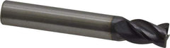 RobbJack - 3/8" Diam, Fine Pitch, 1/2" LOC, 4 Flute Solid Carbide 0.023-0.025" Corner Radius Roughing End Mill - AlTiN Finish, 2-1/2" OAL, 3/8" Shank Diam, Single End, Centercutting - USA Tool & Supply